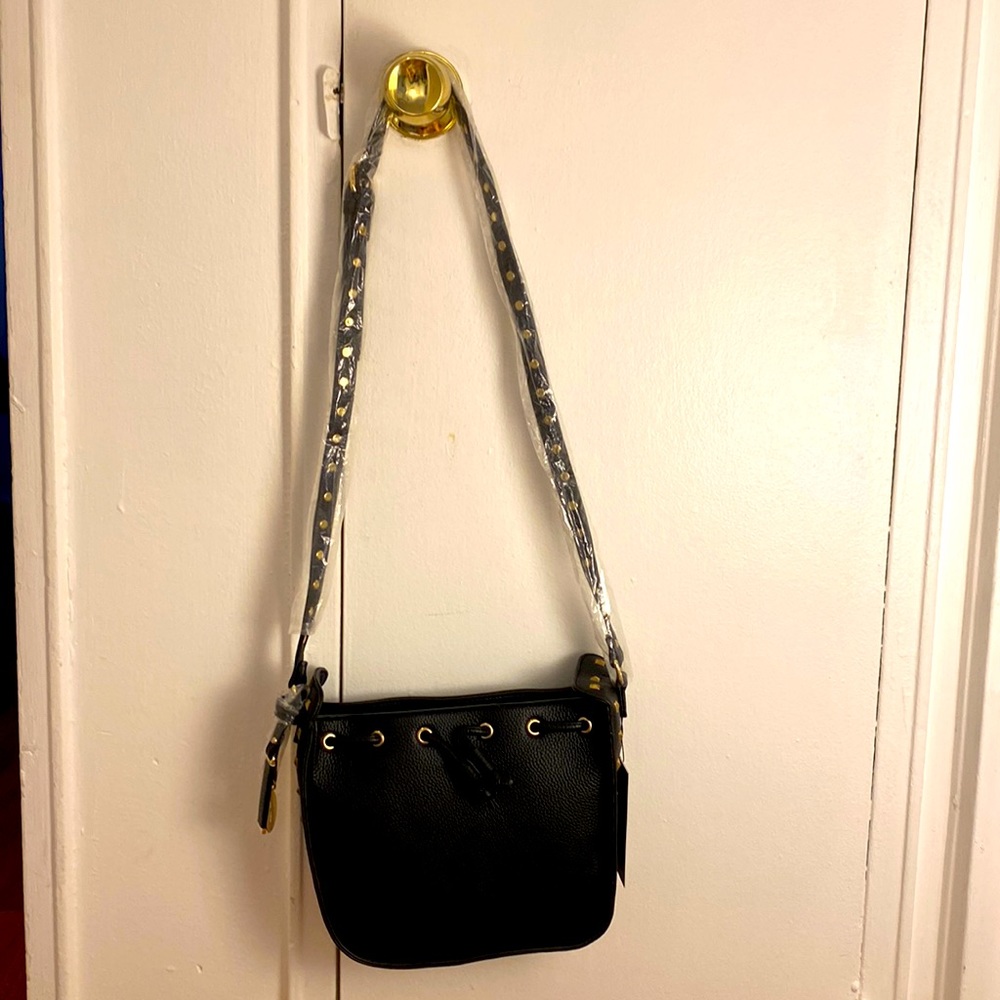 Black Galian Handbag with Gold Details